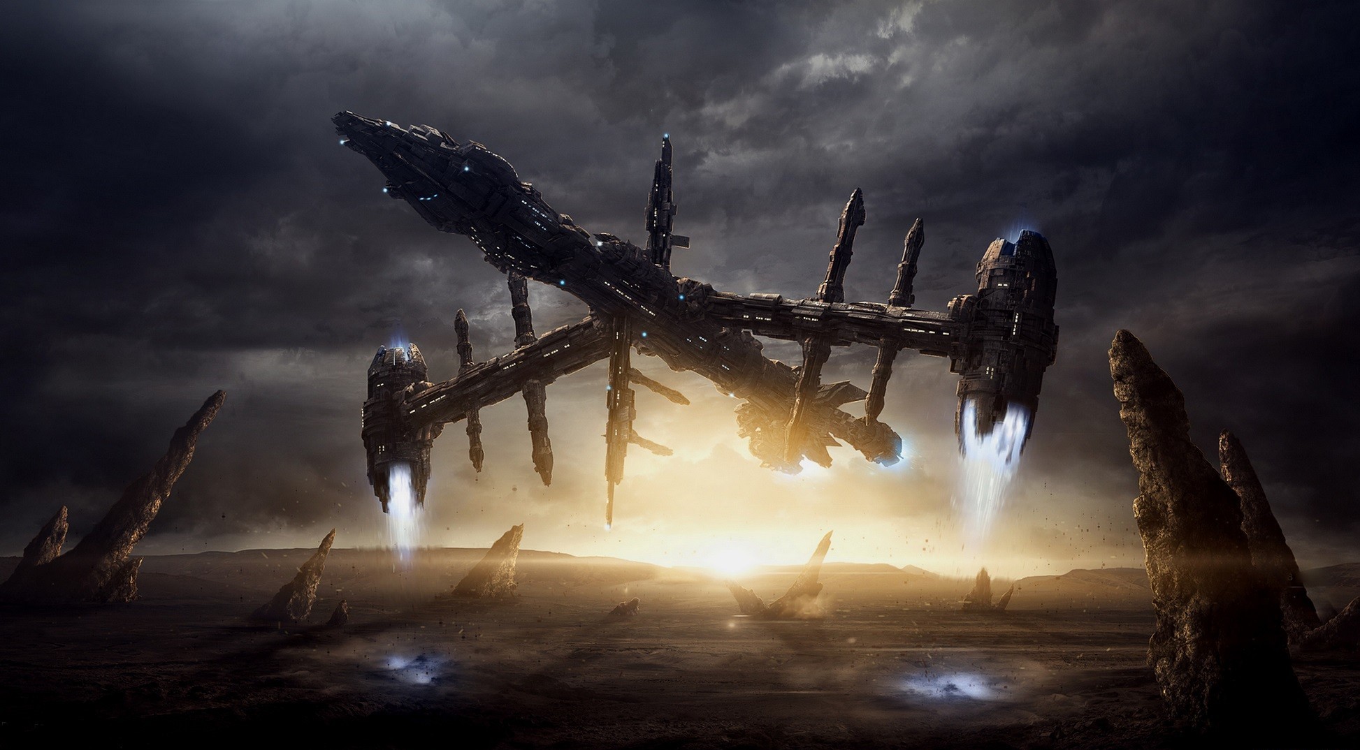 spaceship, Science fiction, Artwork Wallpaper