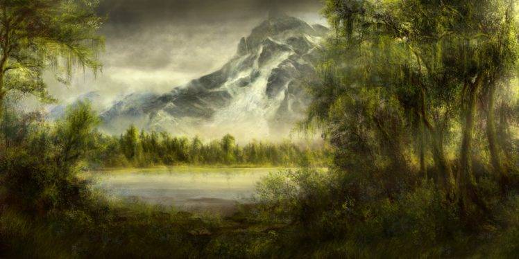 artwork, Mountain, Trees HD Wallpaper Desktop Background