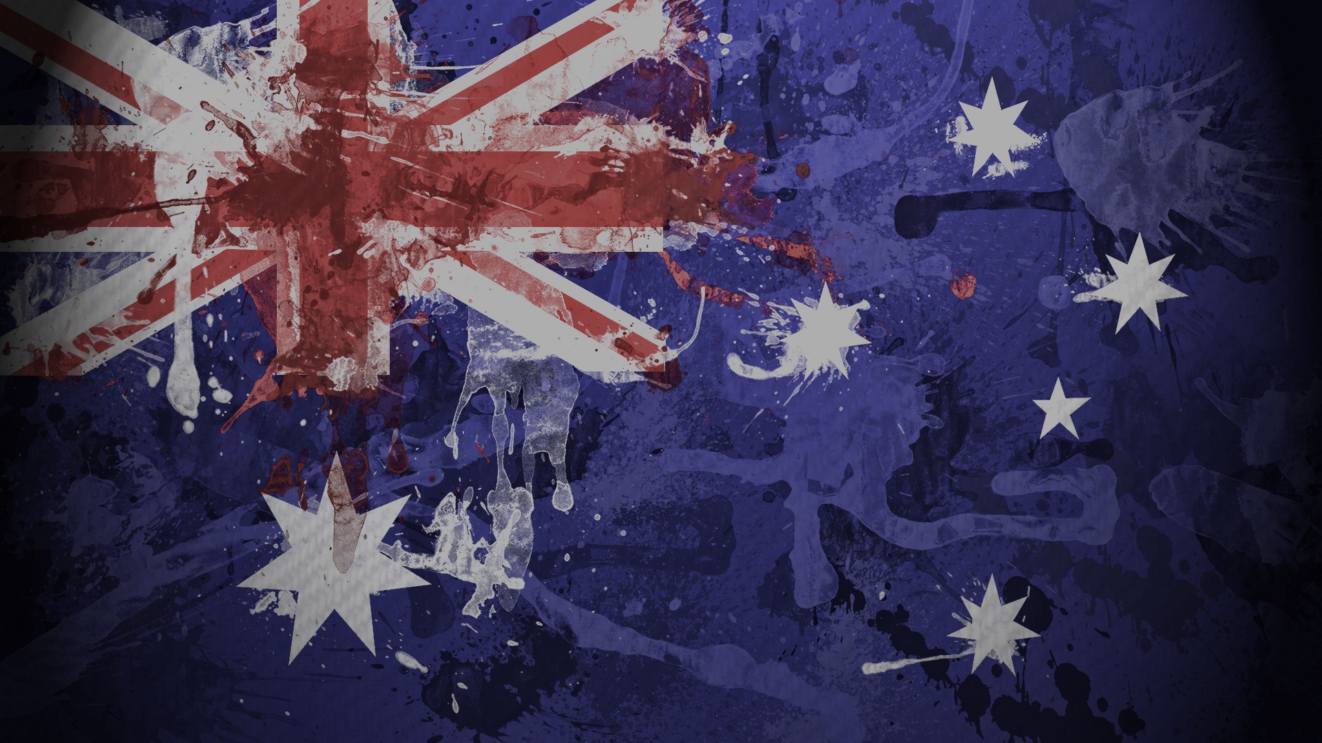 flag, Blue, Red, White, Artwork, Painting, Australia Wallpaper