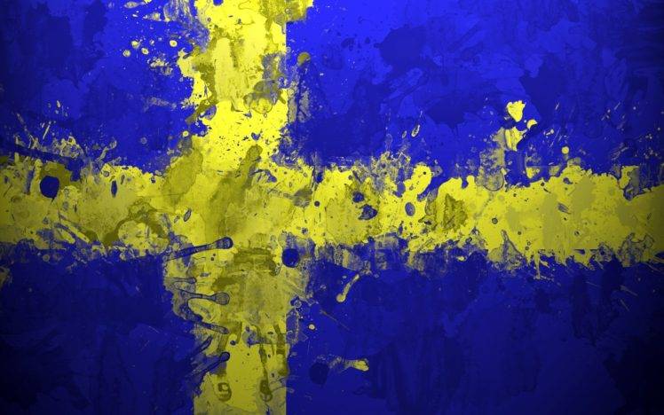Sweden, Flag, Blue, Yellow, Cross, Painting, Artwork HD Wallpaper Desktop Background