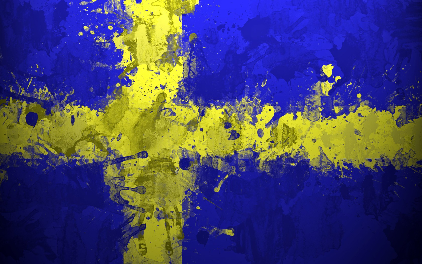Sweden, Flag, Blue, Yellow, Cross, Painting, Artwork Wallpaper