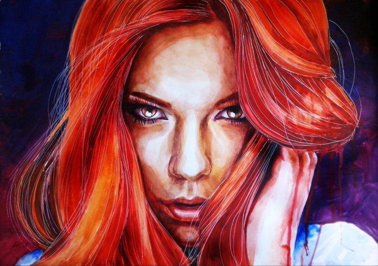 redhead, Face, Artwork HD Wallpaper Desktop Background