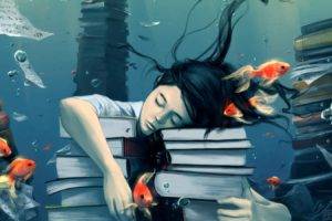 artwork, Psychedelic, Books, Underwater, Fish, Drawing