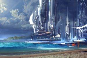 futuristic, Science fiction, Artwork, Ports, Building