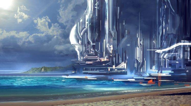 futuristic, Science fiction, Artwork, Ports, Building HD Wallpaper Desktop Background