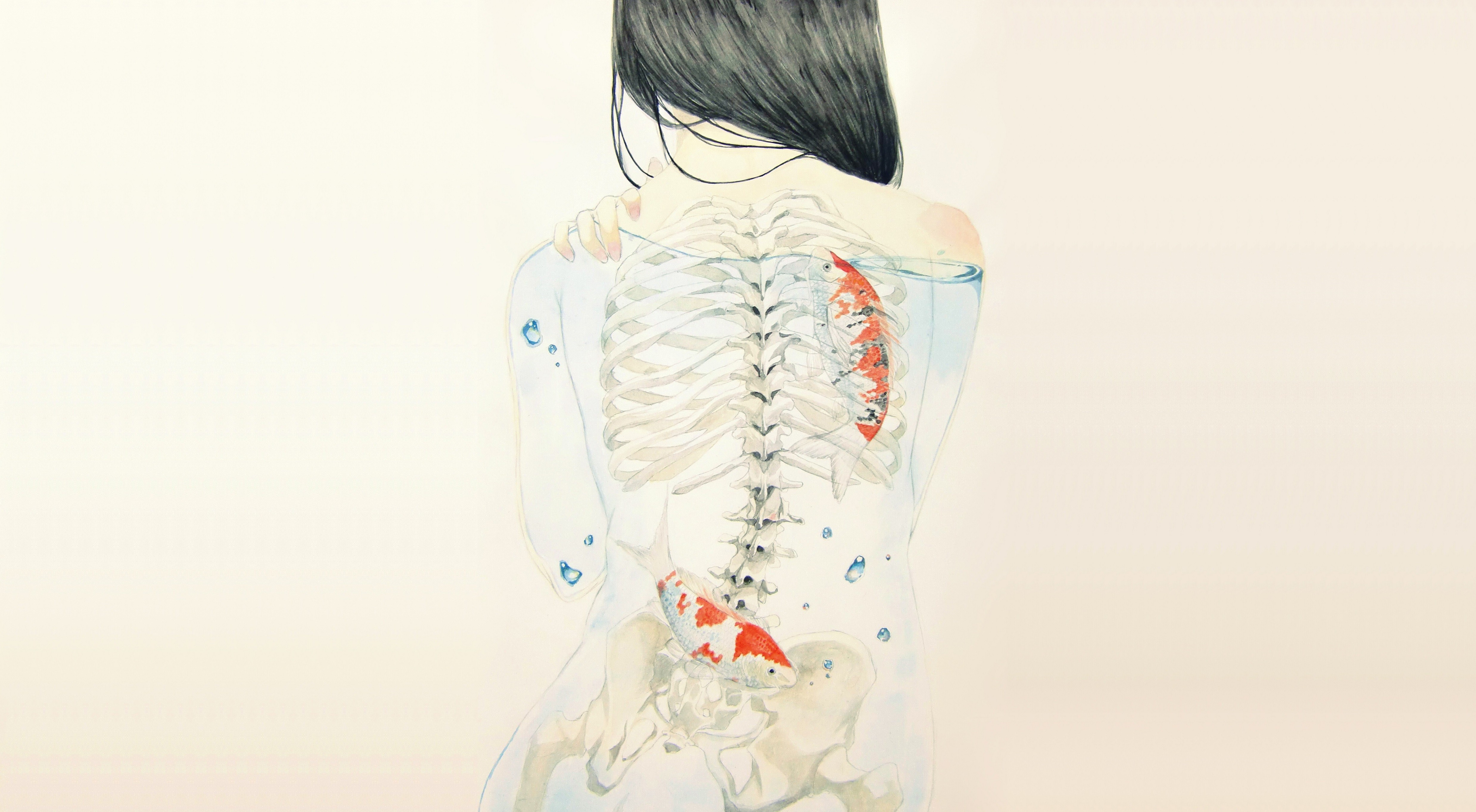 back, Artwork, Drawing, Skeleton Wallpaper