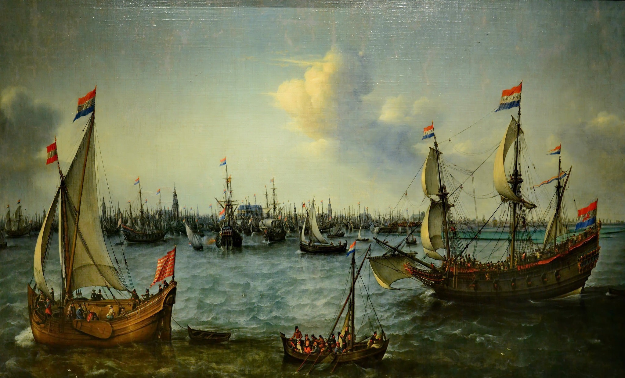 painting, Artwork, Boat, Ship, Flag Wallpaper