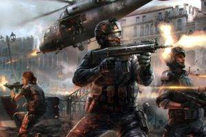 soldier, Military, Helicopters, War, Artwork, Assault rifle
