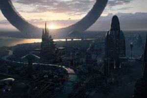 futuristic city, Artwork, Science fiction, Futuristic