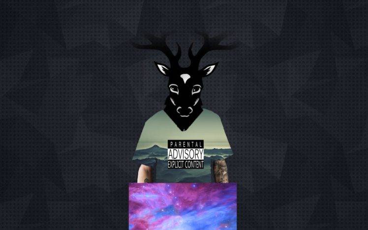 deer, Hipster Photography, Universe, Space, Abstract, Tattoo, Black, Sea, Sky HD Wallpaper Desktop Background