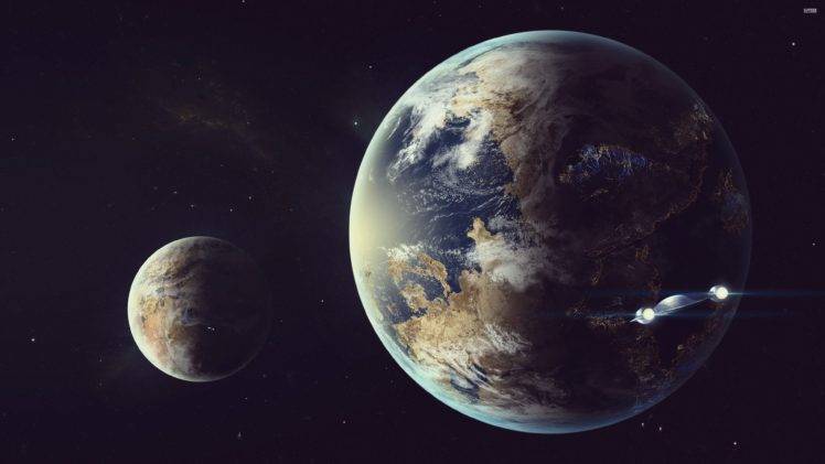 artwork, Science fiction, Planet, Spaceship, Space HD Wallpaper Desktop Background