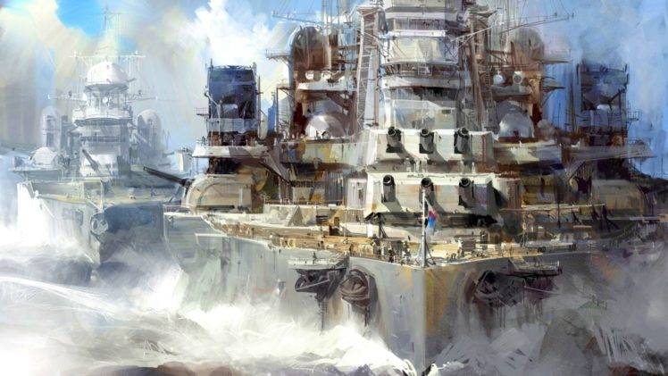 battleships, Artwork, Military HD Wallpaper Desktop Background