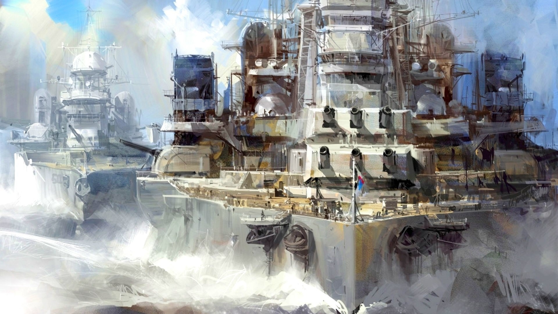 battleships, Artwork, Military Wallpaper