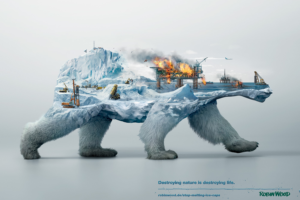 digital art, Animals, Environment, Wildlife, Double exposure, Poster, Simple background, Iceberg, Snow, Ice, Technology, Destruction, Fire, Polar bears, Nature, Ecology, Artwork, Sea