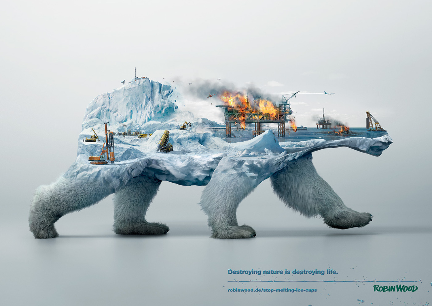 digital art, Animals, Environment, Wildlife, Double exposure, Poster, Simple background, Iceberg, Snow, Ice, Technology, Destruction, Fire, Polar bears, Nature, Ecology, Artwork, Sea Wallpaper