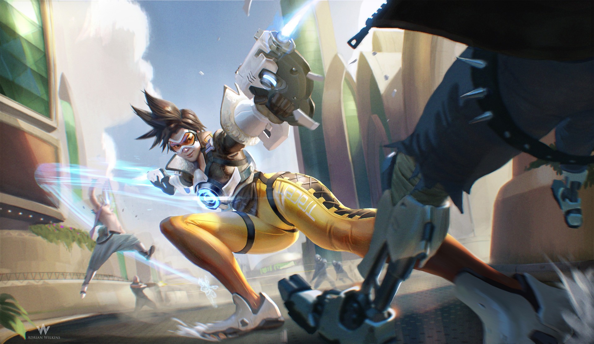 Lena Oxton, Overwatch, Tracer, Blizzard Entertainment, Pulse Pistols, Chronal Accelerator Wallpaper
