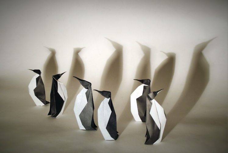 penguins, Artwork, Paper HD Wallpaper Desktop Background