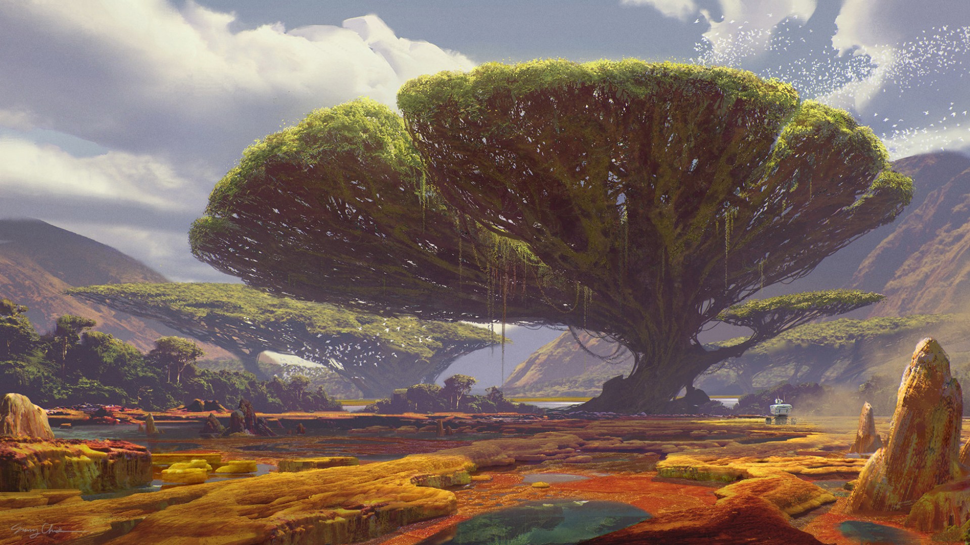 trees, Artwork Wallpaper