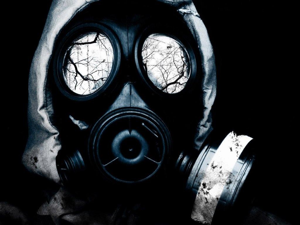 gas masks, Artwork, Trees, Apocalyptic Wallpaper