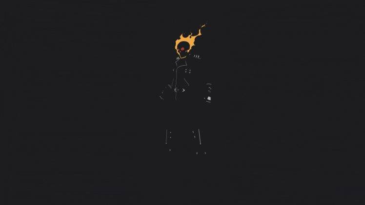 black, Burning, Skull, Ghost Rider, Minimalism, Artwork HD Wallpaper Desktop Background