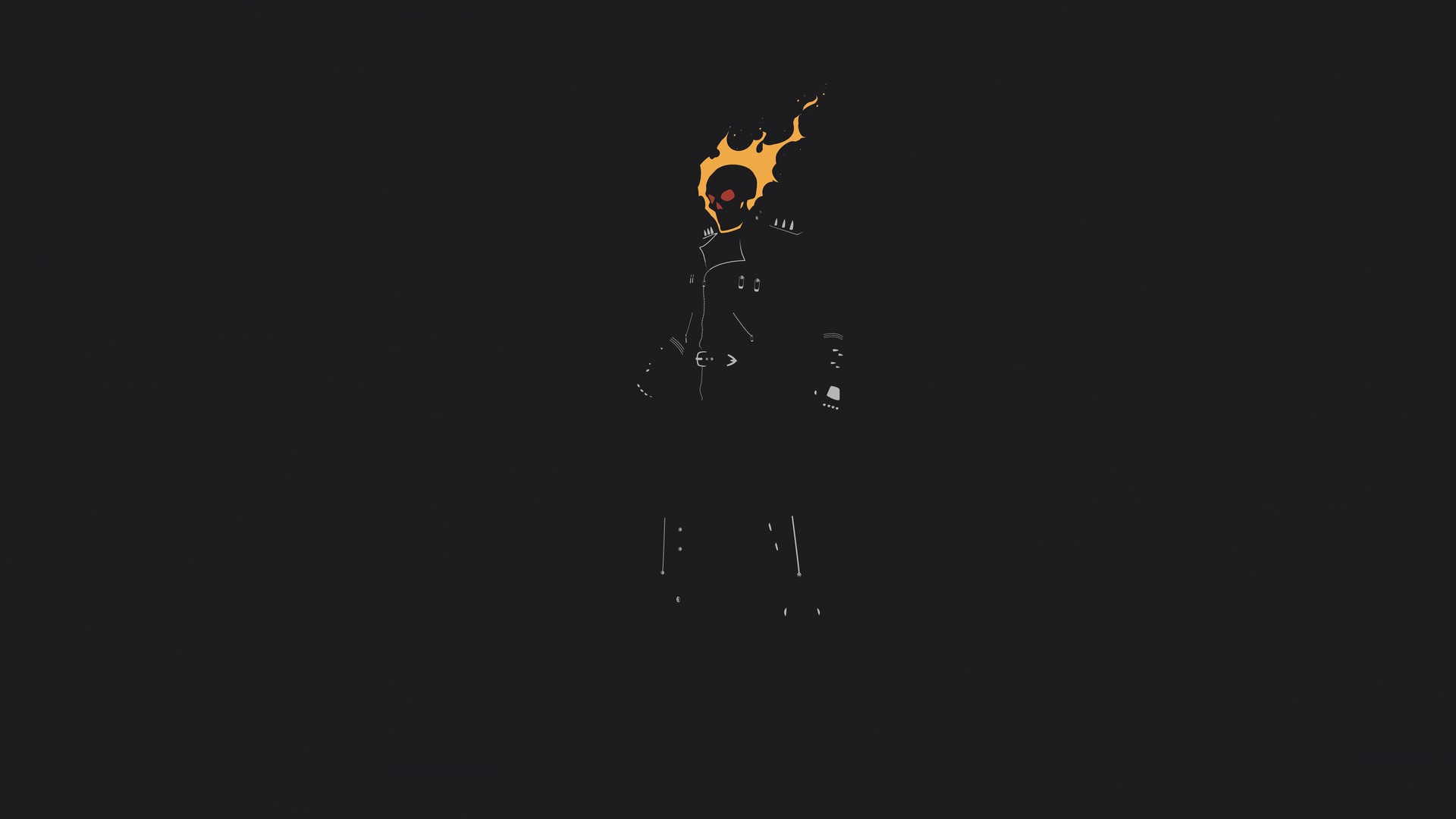 black, Burning, Skull, Ghost Rider, Minimalism, Artwork Wallpaper