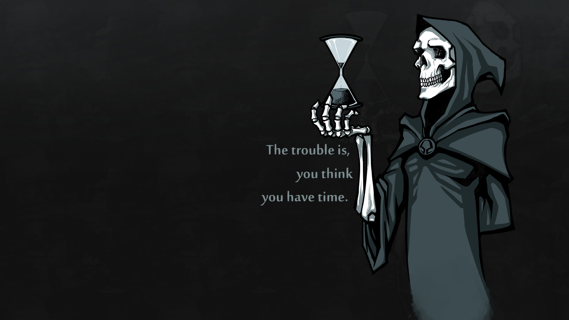 Grim Reaper, Digital art, Hourglasses, Skull, Skeleton, Quote, Time
