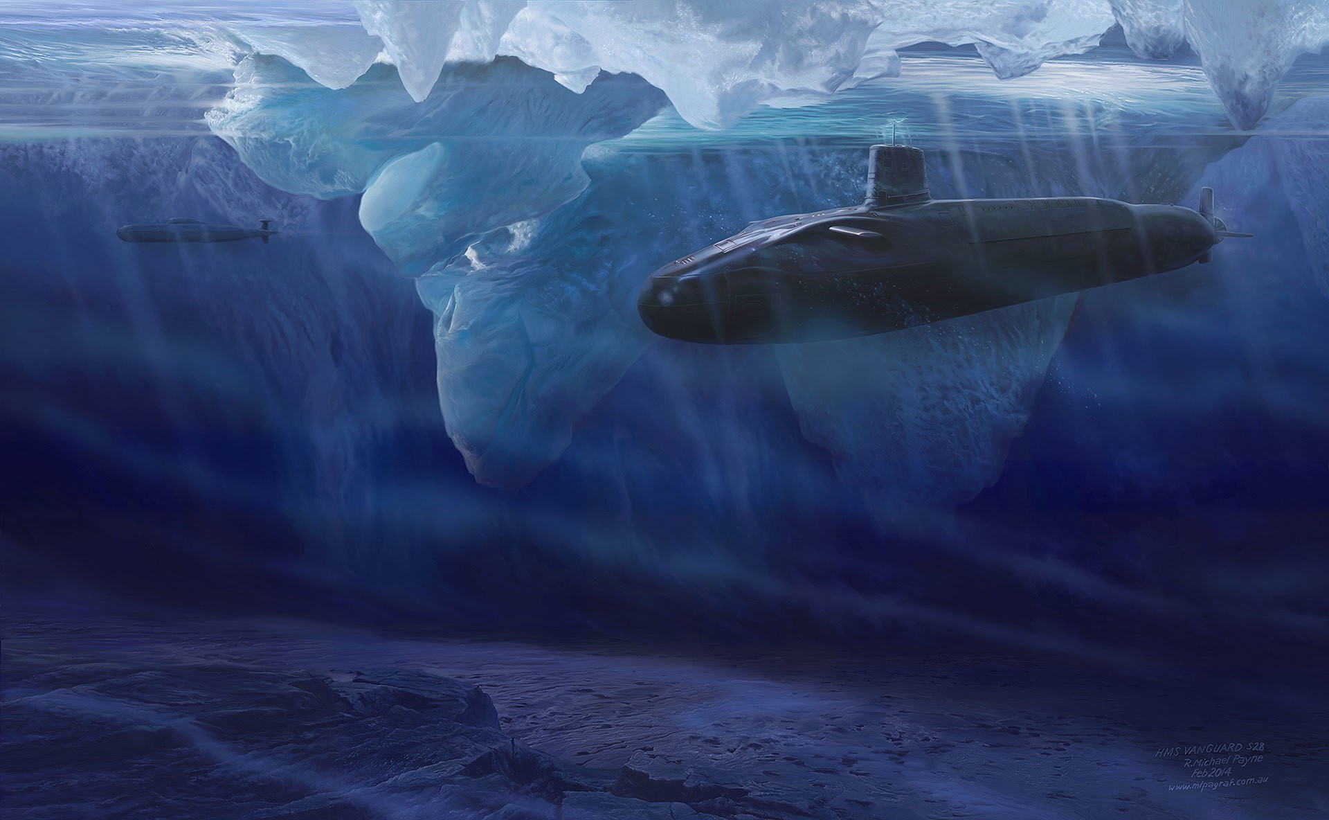 artwork, Iceberg, Submarine, Vehicle Wallpaper