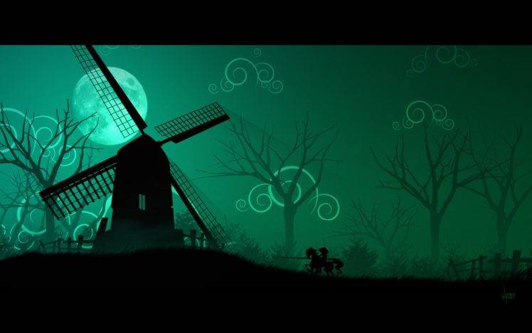 Don Quijote, Digital art, Windmill HD Wallpaper Desktop Background