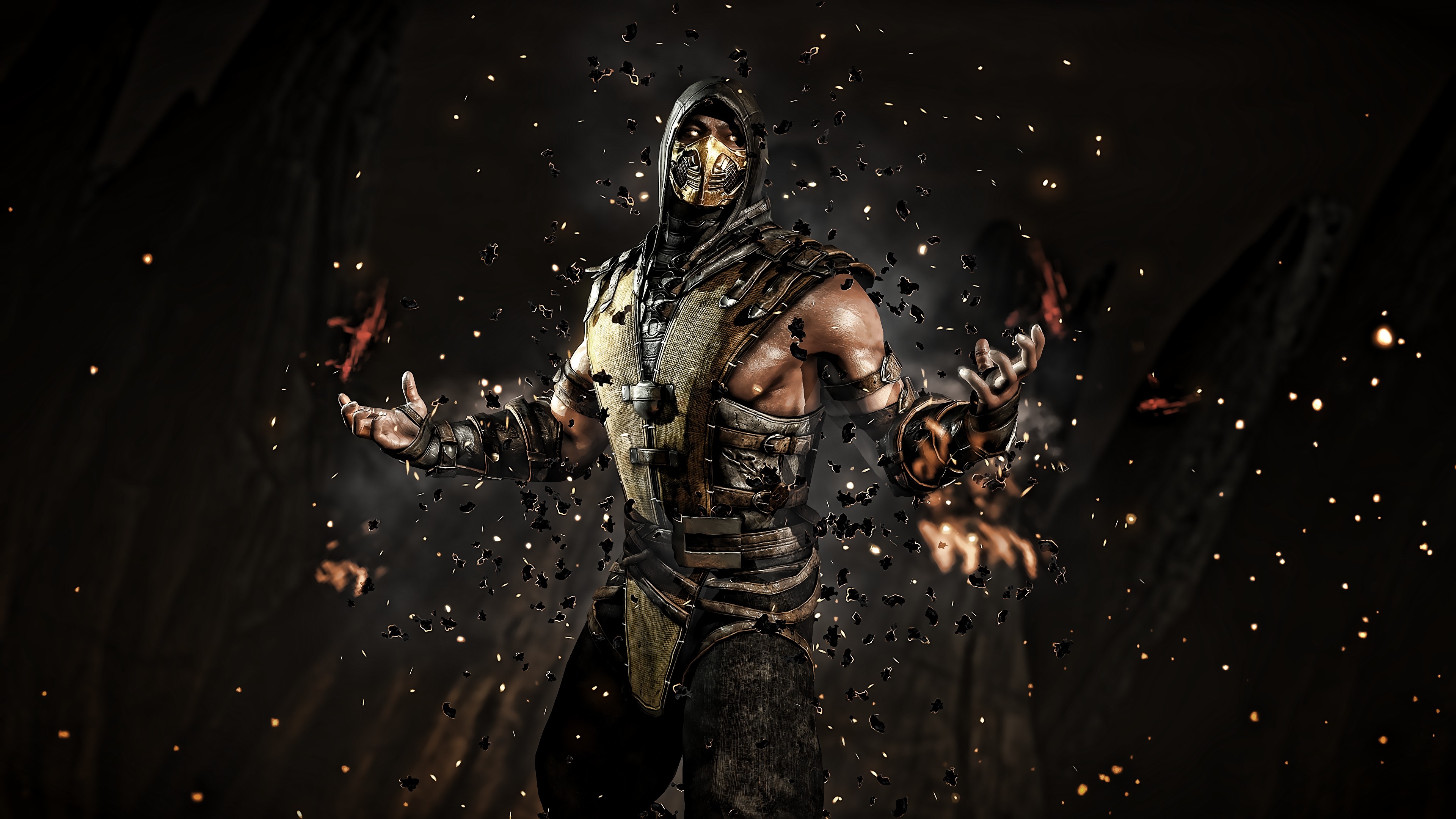 warrior, Mortal Kombat, Scorpion, Video games, Digital art, Artwork, Mask Wallpaper