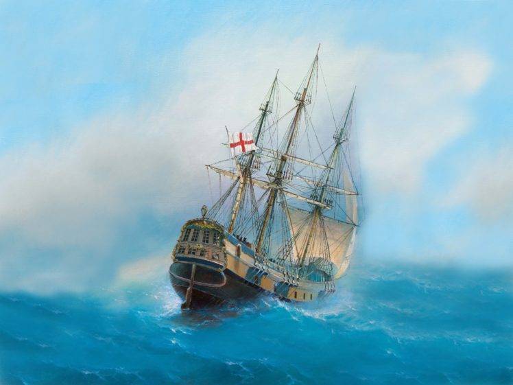 painting, Ship, Vehicle, Artwork HD Wallpaper Desktop Background