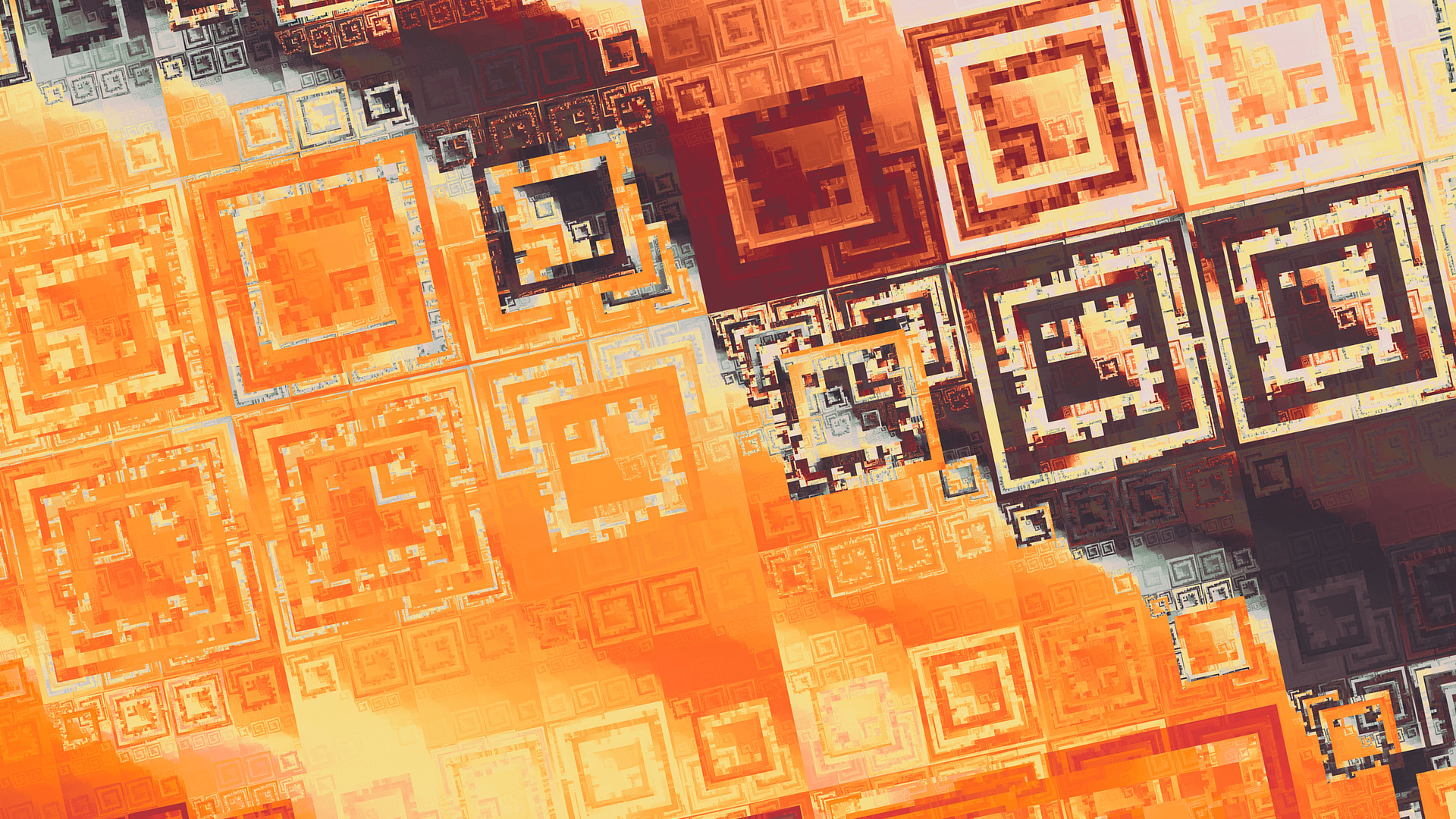 fractal, Orange, Abstract, Square, Digital art, Artwork Wallpaper