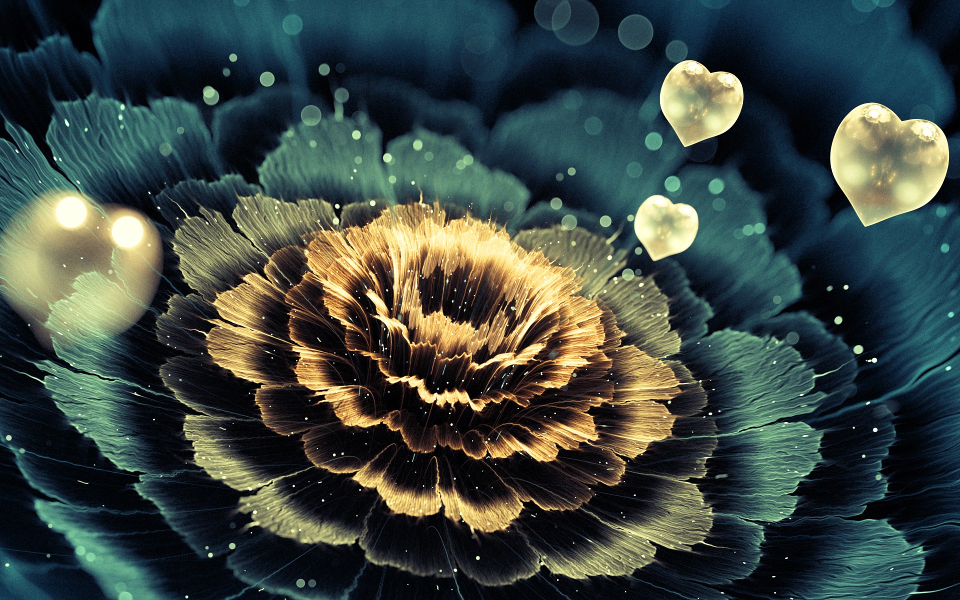 heart, 3D fractal, Fractal, Flowers, Petals, Love, Digital art Wallpaper