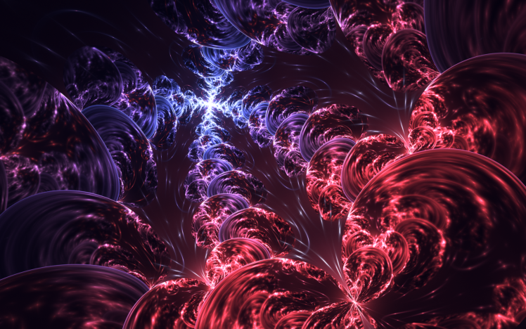 fractal, Abstract, Red, Blue, Violet, Digital art HD Wallpaper Desktop Background