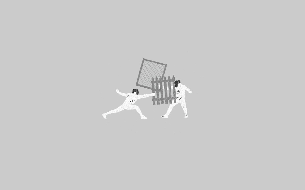 humor, Minimalism, Fencing (sport), Artwork, Simple background Wallpaper