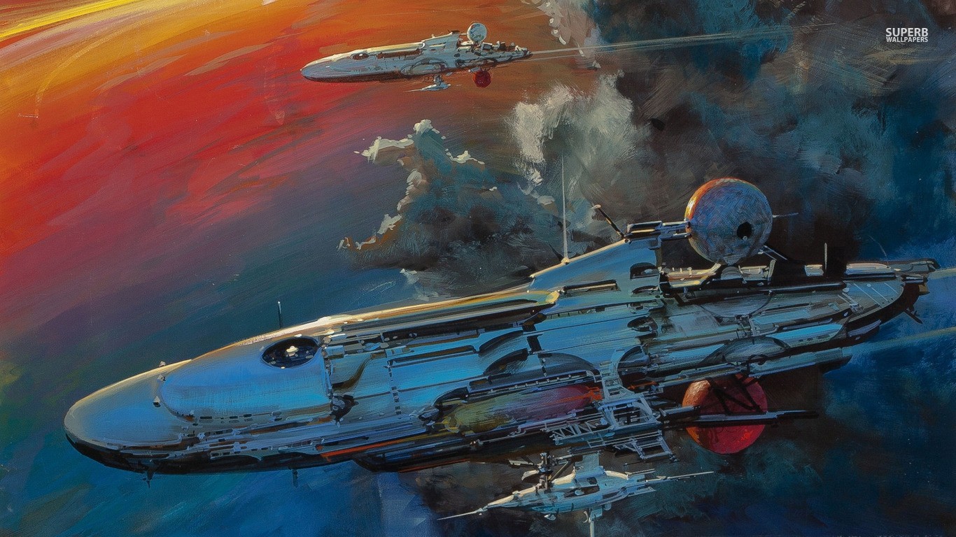 spaceship, Artwork, Science fiction Wallpaper