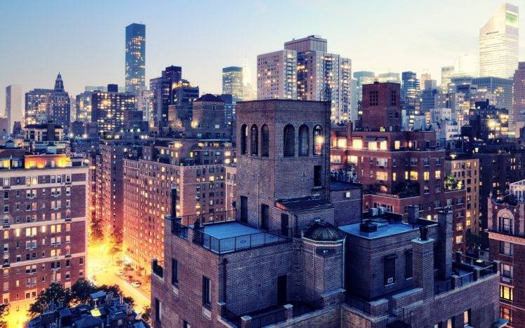 cityscape, Lights, Skyscraper, HDR, Building, New York City, Upper east side, USA, Digital art HD Wallpaper Desktop Background