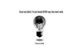 Thomas Alva Edison, Lamp, Text, Quote, Lightbulb, White background, Artwork, Typography