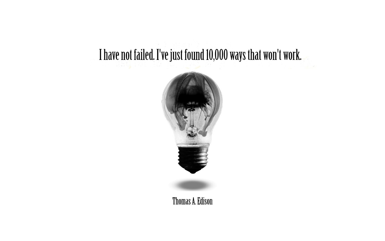 Thomas Alva Edison, Lamp, Text, Quote, Lightbulb, White background, Artwork, Typography Wallpaper
