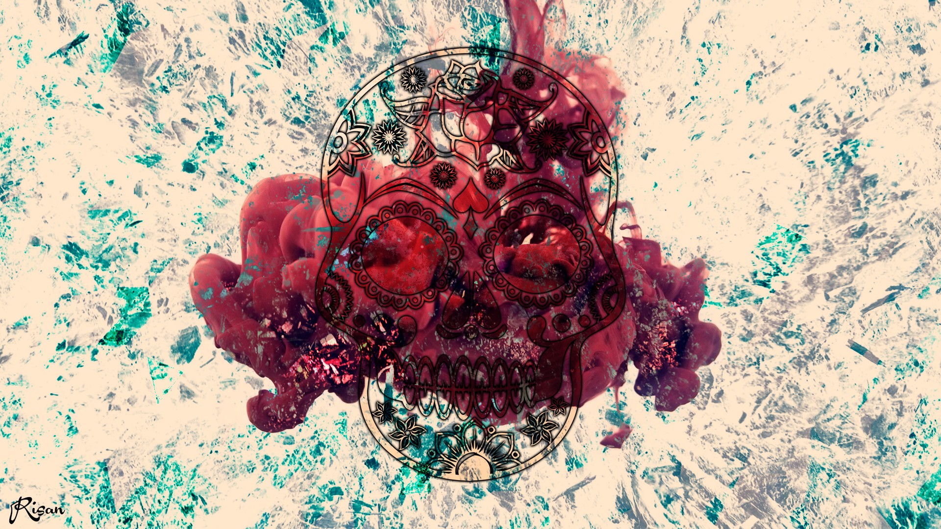 skull, Abstract, Smoke, Texture, YouTube, Water cooling, Electro, Dubstep Wallpaper