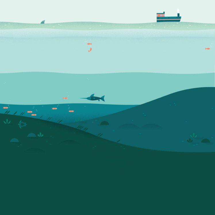 Google, Materail design, Artwork, Fish, Ship, Digital art HD Wallpaper Desktop Background