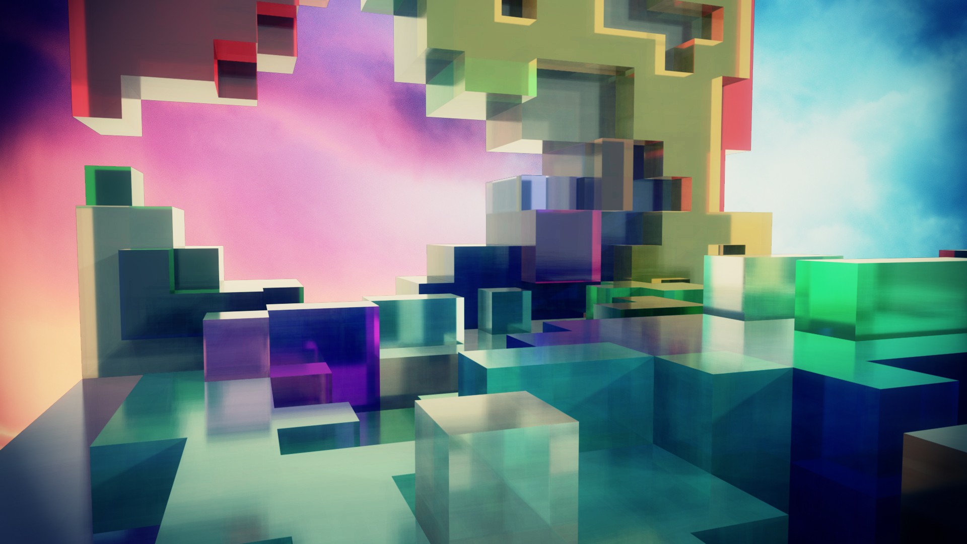 abstract, Voxels, Cube Wallpaper