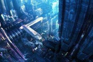 futuristic, Futuristic city, 3D, CG, Science fiction, Digital art