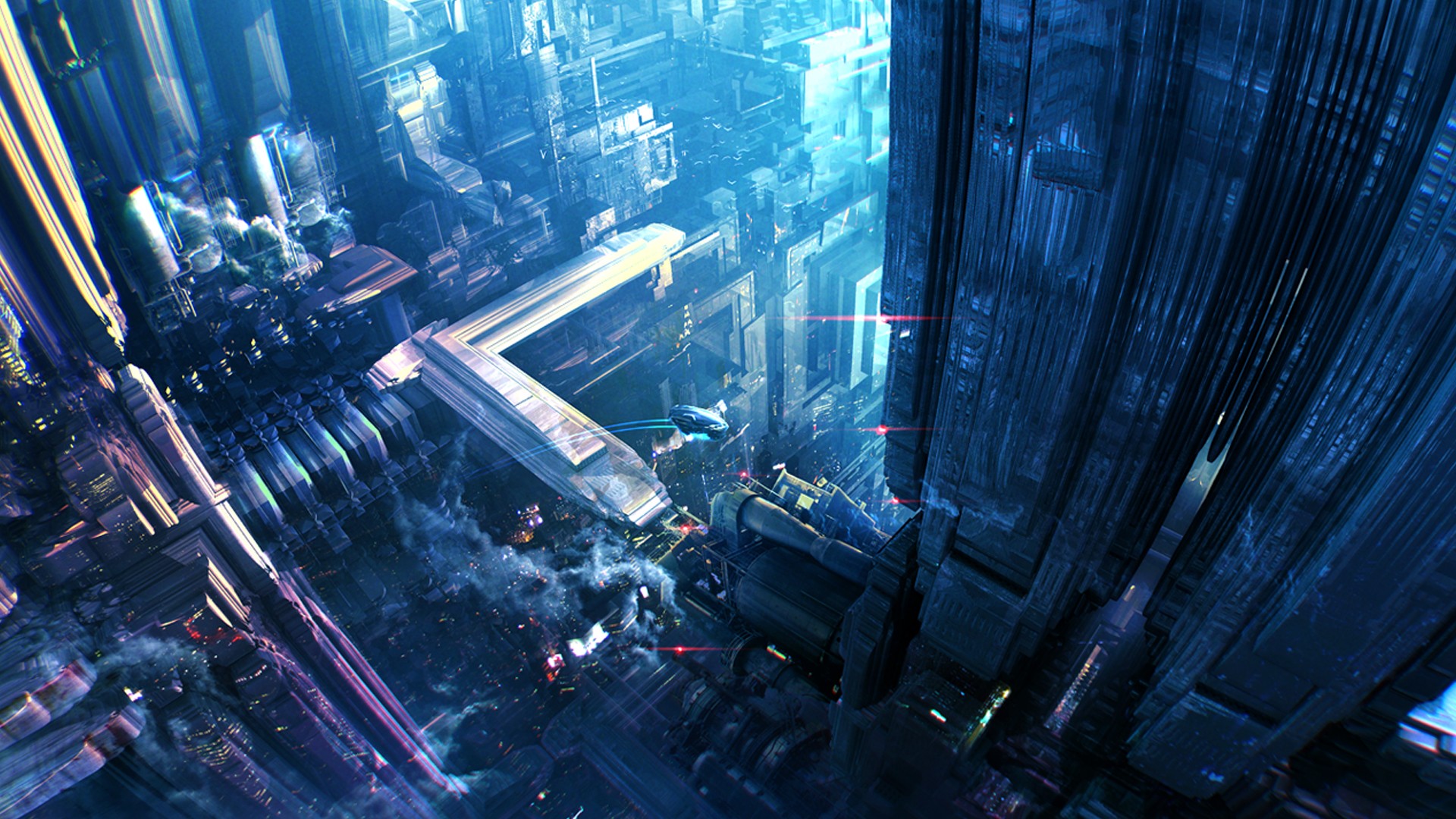 futuristic, Futuristic city, 3D, CG, Science fiction, Digital art Wallpaper
