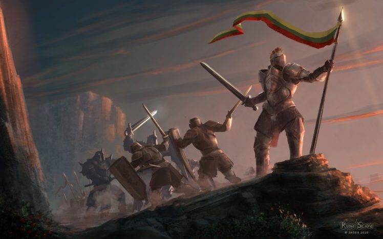 knight, Runescape, Lithuania, Flag, Armor, Artwork HD Wallpaper Desktop Background