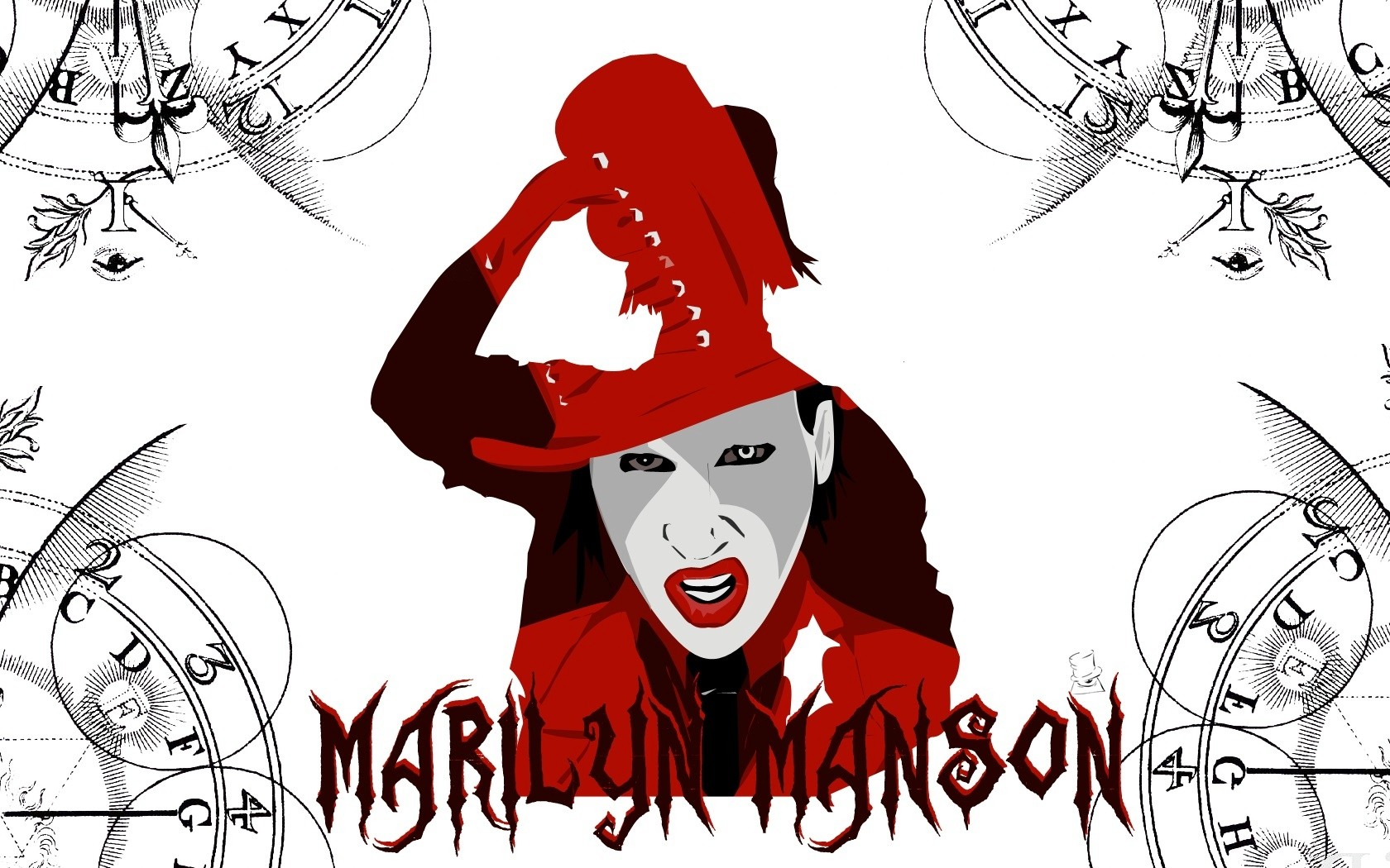 Marilyn Manson, Digital art, Artwork, Music, White background, Simple background Wallpaper