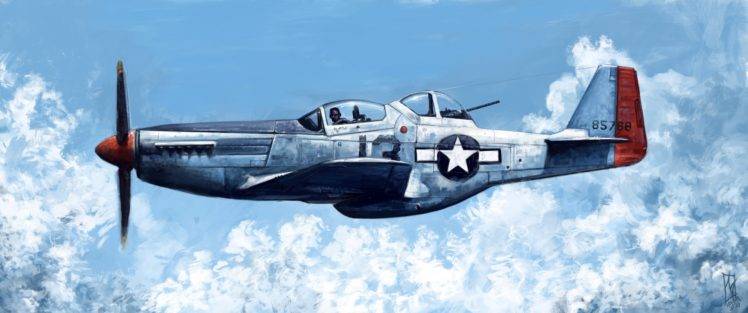 artwork, Airplane, North American P 51 Mustang, Vehicle HD Wallpaper Desktop Background