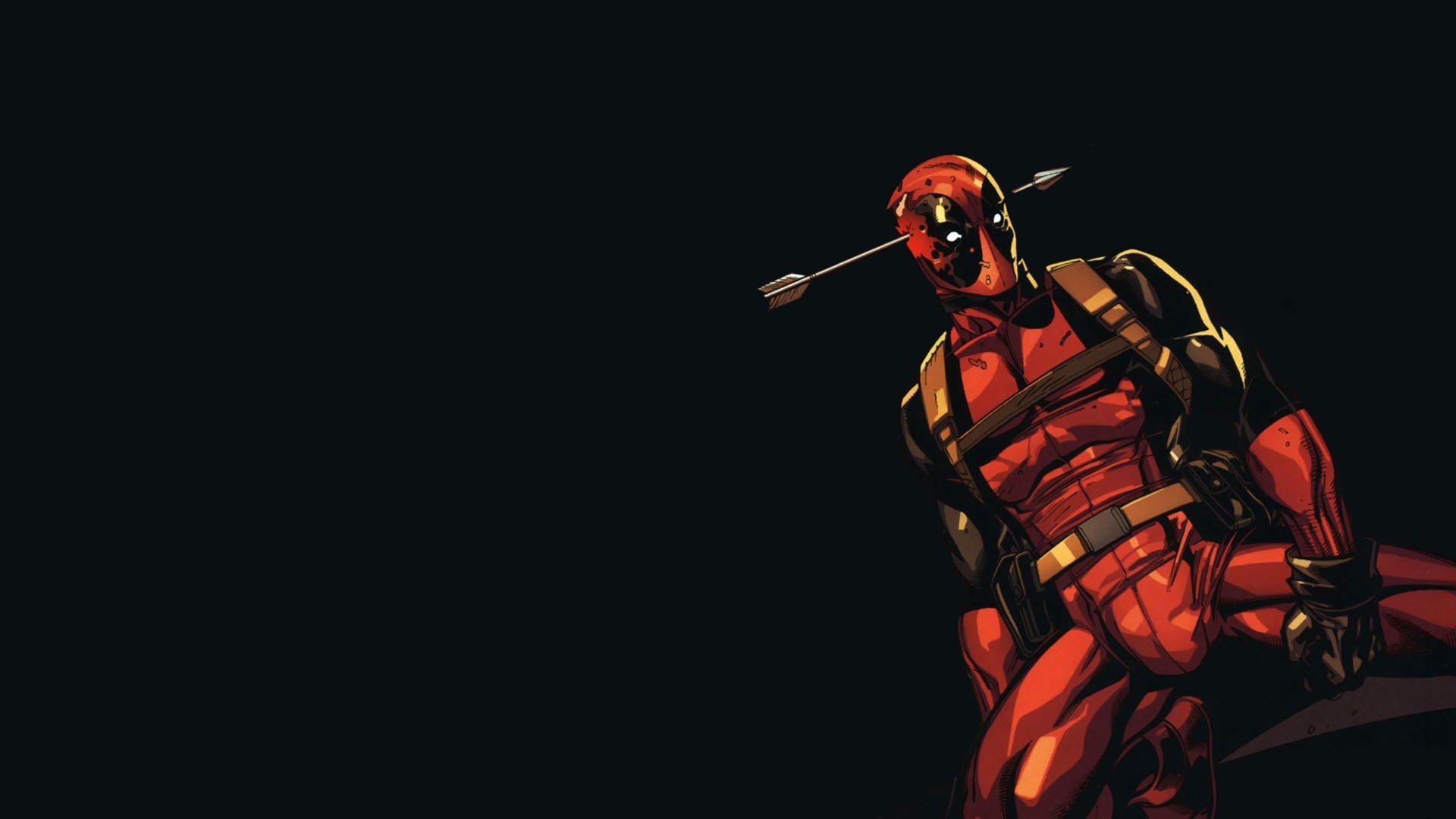 Deadpool, Artwork, Black background, Simple background, Arrows Wallpaper