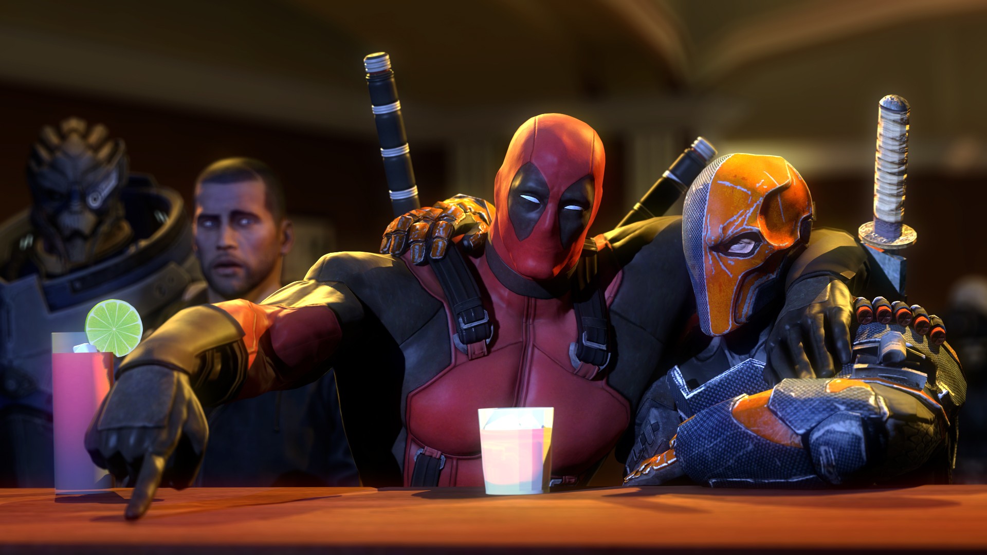 Deadpool, Mass Effect, Deathstroke Wallpaper