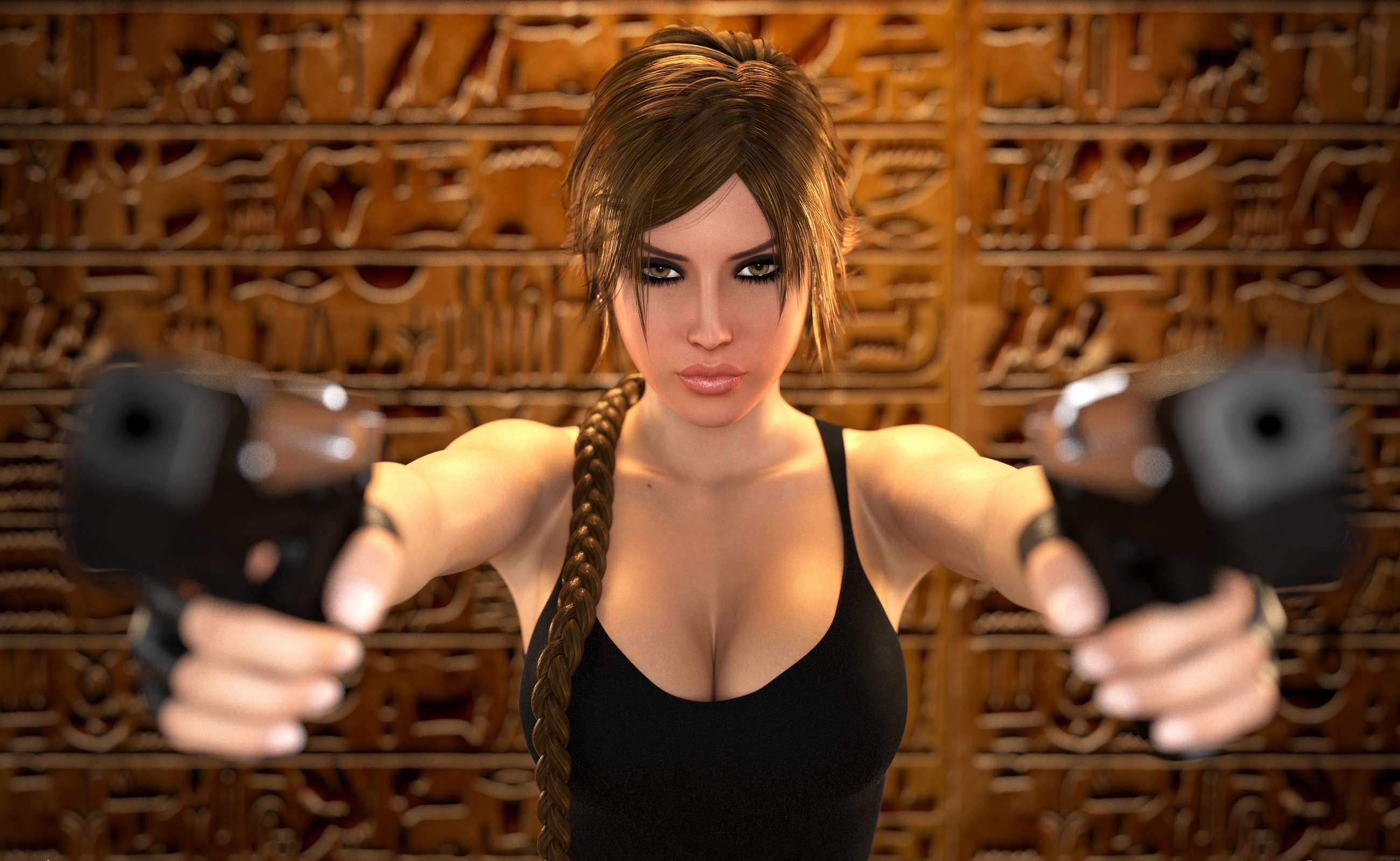 Download hd wallpapers of 393990-Lara_Croft, Render, CGI, Gun, Tomb_Raider....