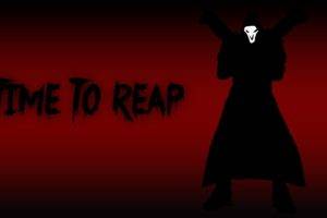 Reaper (Overwatch), Silhouette, Typography, Mask, Digital art, Red background